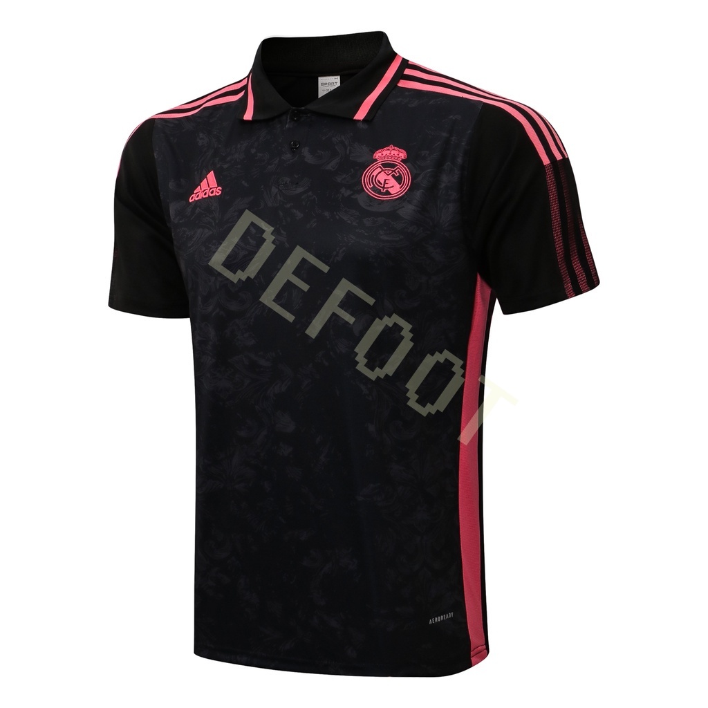 Áo Thun Polo Tay Ngắn Màu Đen In Logo Real Madrid Thời Trang Cho Nam Size 21-22