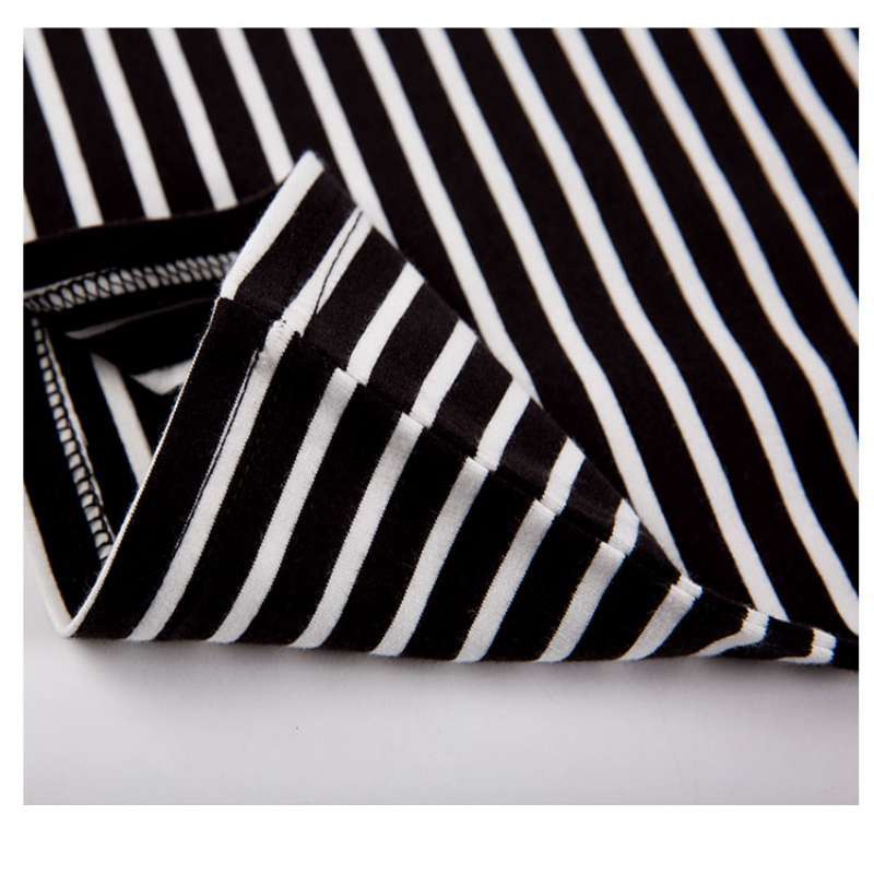 Áo thun cổ rùa tay dài phối kẻ sọc thời trang cho nữ