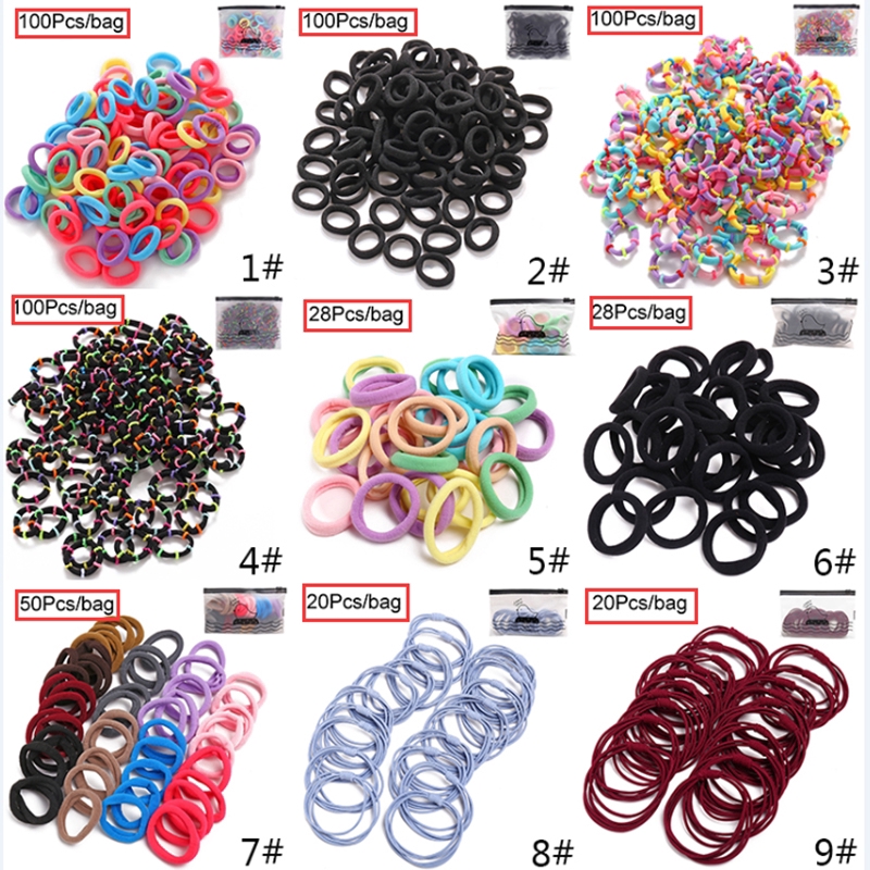 Bộ 1000/100/50/20 sợi dây thun cột tóc kiểu Hàn cho nữ