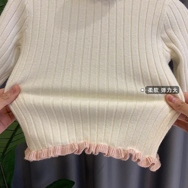 ❤Áo sweater Dệt Kim Tay Dài Cổ Cao Thời Trang Mùa Đông Cho Bé Gái