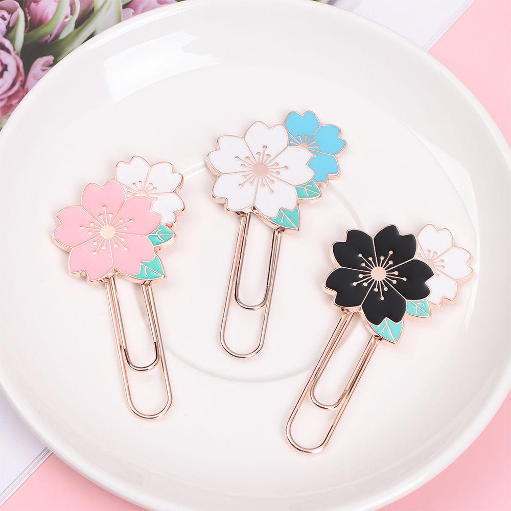 KUNHEV Thẻ Đánh Dấu Sách Bằng Kim Loại Hình Hoa Anh Đào Xinh Xắn