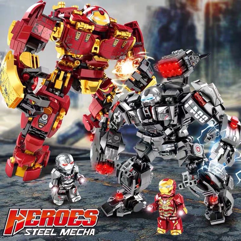 Tương thích với bộ xếp hình Lego cậu bé lắp ráp khối xây dựng Iron Man chống Hulk cho trẻ em đồ chơi robot biến