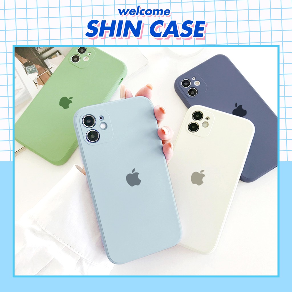 Ốp lưng iphone Logo táo lót nỉ 4 màu cạnh vuông 5/5s/6/6plus/6s/6splus/7/7plus/8/8plus/x/xr/xs/11/12/pro/max/plus/promax