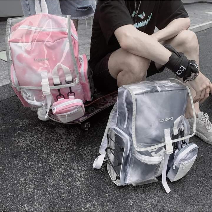 Balo Banawa 3 màu loang - Tie Dye See Thru Backpack (tặng full tag và giấy thơm) (Chuẩn cao cấp 1-1) vukita157