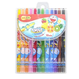 Bút sáp vặn Colokit Doraemon TCR-C04/DO 12màu - 24 màu ( 1 cây / màu, 12 cây / túi ) hàng có kiểm tra chất lượng và toàn
