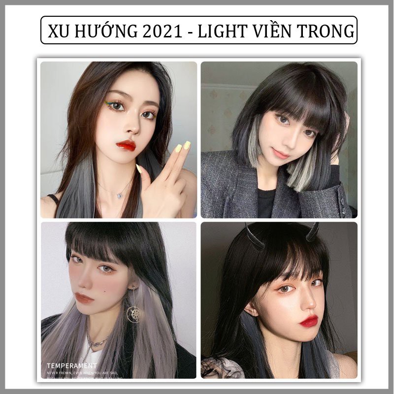 Tóc giả highlight thời trang nữ⚡𝐇𝐈̀𝐍𝐇 𝐀̉𝐍𝐇 𝐓𝐇𝐀̣̂𝐓⚡.Tóc kẹp light nhiều màu dài 60cm  màu rêu, xám khói, bạch kim đủ màu