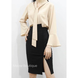 Áo cổ nơ tay loe công sở Meow Boutique