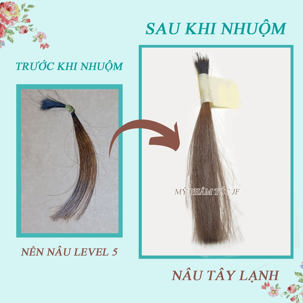 Kem Nhuộm Tóc Tại Nhà Thảo Dược Nâu Tây Lạnh- Nhuộm Từ Nền Nâu - Tặng Oxy