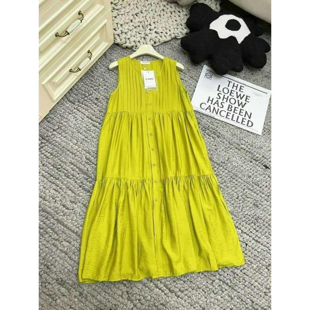 Váy bầu mùa hè, đầm bầu dáng babydoll trẻ trung, chất đũi hàn mềm mát