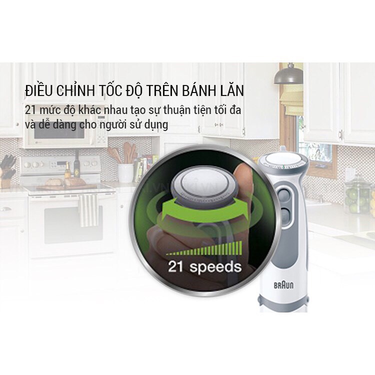 [Mã ELHA22 giảm 5% đơn 300K] Máy xay cầm tay châu âu Braun MQ5200 Soup Vario 1000W(Trắng) hãng bảo hành 24 tháng