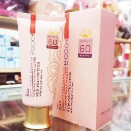 Kem nền chống nắng BIGOO Sun Protection SPF60 80ml, kem chống nắng bảo vệ da 24h Hàn Quốc