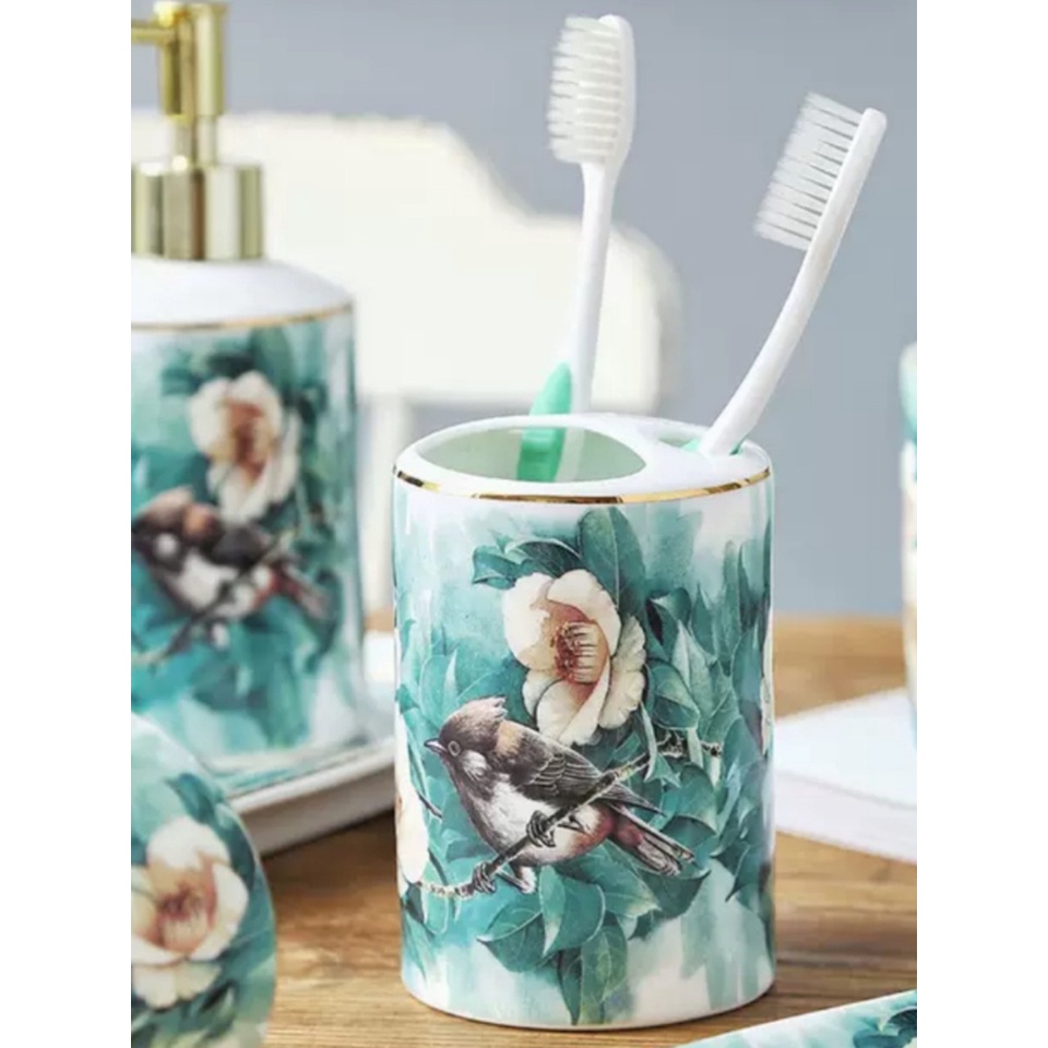[ Có sỉ ] Bộ nhà tắm hoa xanh cao cấp