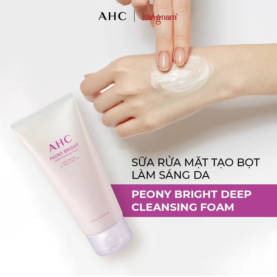 Sữa rửa mặt tạo bọt làm sáng da AHC Peony Bright Deep Cleansing Foam 140ml