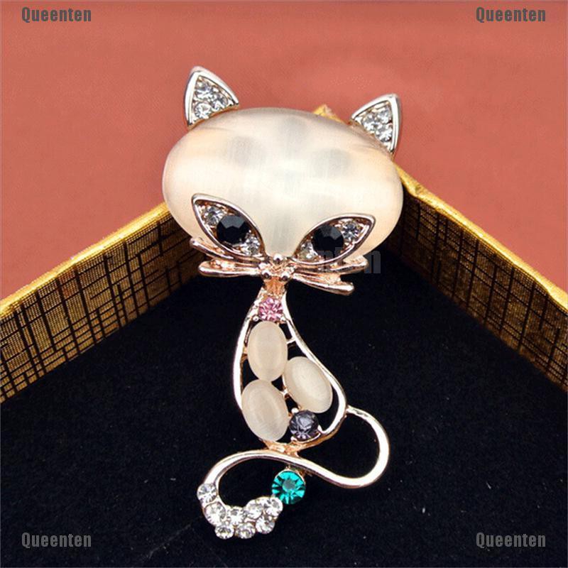 ★Queen★Hot Opal Stone Fox Brooches Womens Fashion Cute Animal Pin Brooch Jewelry