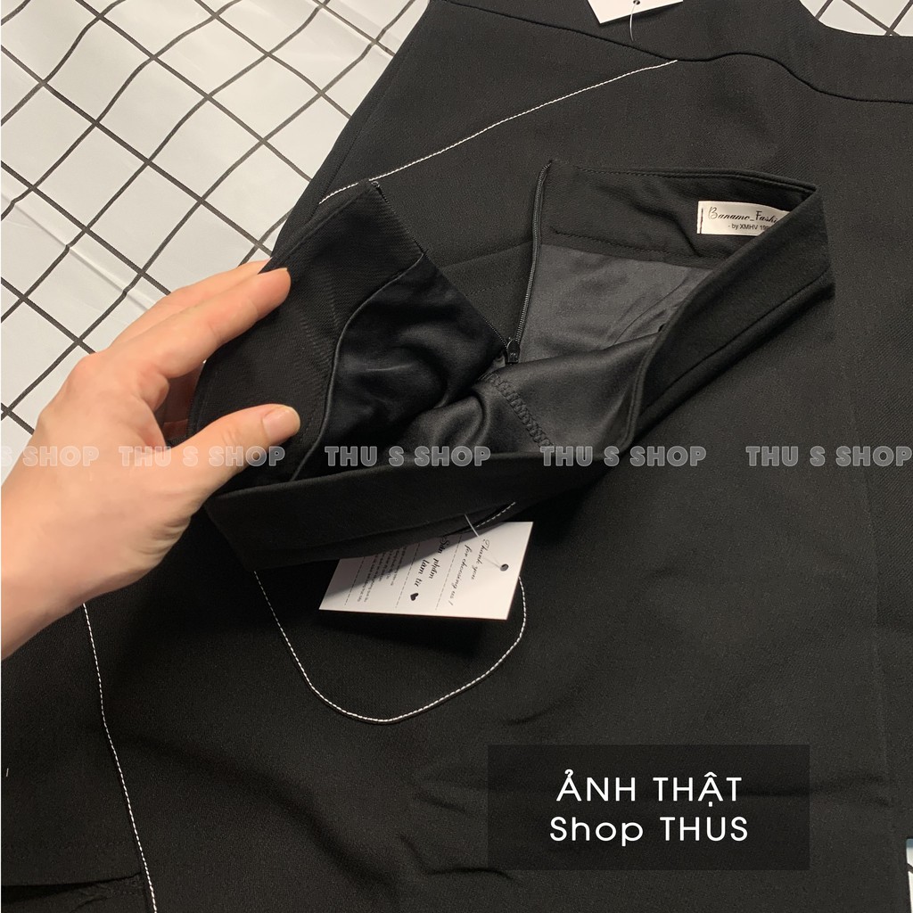 [Mã FAMANU82 giảm 10% đơn 0đ] Chân váy A dáng ngắn túi lệch viền chỉ nổi THUS, Váy kiểu cạp lưng cao cá tính | BigBuy360 - bigbuy360.vn