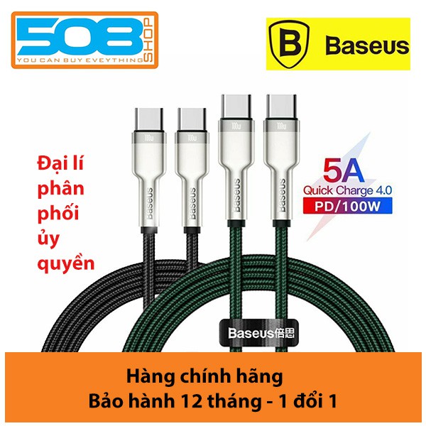 Cáp sạc Baseus Type C 100W, Cáp sạc siêu nhanh 100W Baseus Cafule Series Metal Data Cable Type C to Type C (100W)