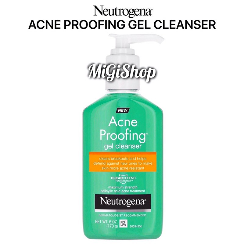 [Hàng Mỹ] Sữa Rửa Mặt Neutrogena Acne Proofing Gel Cleanser 170g