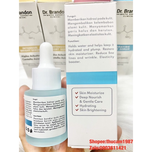 Serum Dr. Brandon HYALURONIC dưỡng ẩm làm sáng da gấp 5 lần 20ml.