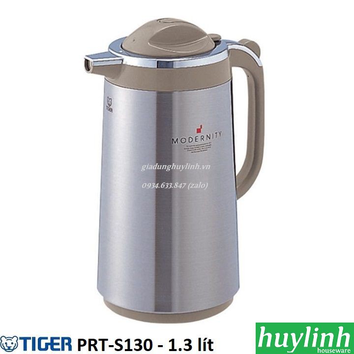 Freeship Bình thủy ruột thủy tinh Tiger PRT-S130 - 1.3 lít