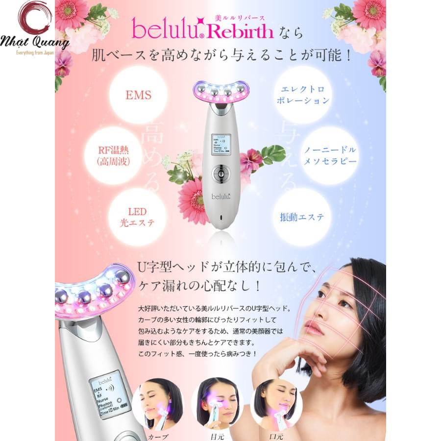 Máy massage thon gọn, đẩy dưỡng Belulu Rebirth màu hồng bản mới nhất