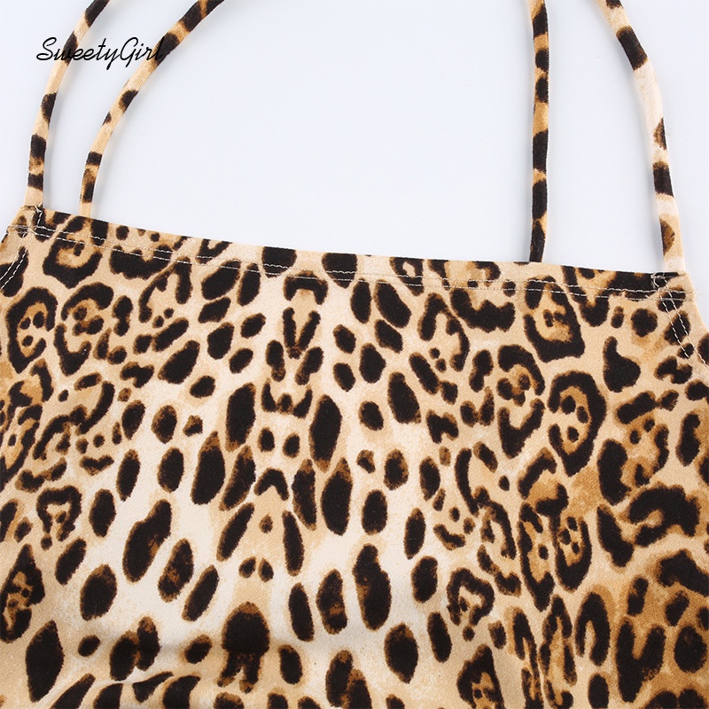 Áo Hai Dây Họa Tiết Da Báo Hở Lưng Quyến Rũ Hợp Thời Trang Cho Nữ