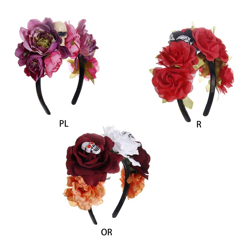 Băng Đô Cài Tóc Hóa Trang Hình Đầu Lâu Hoa Lớn