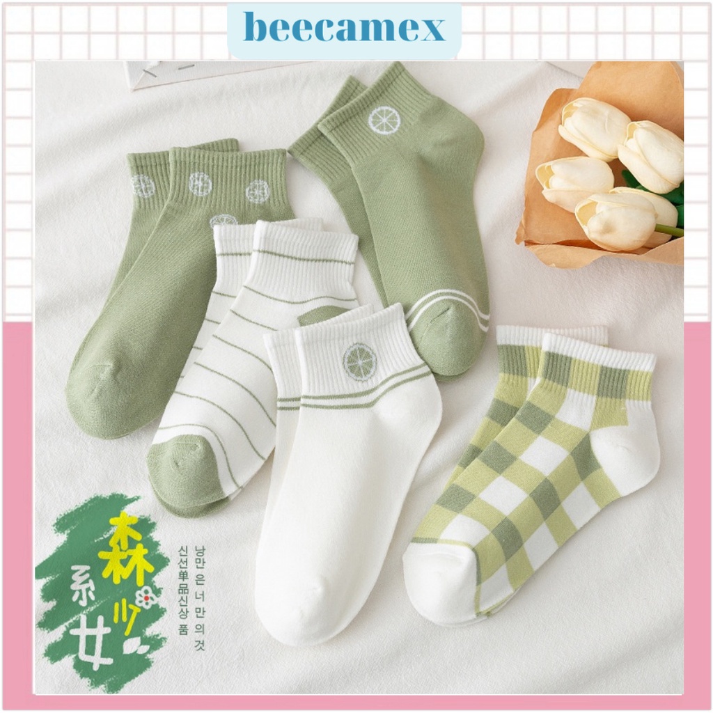 Tất nữ cổ ngắn cute Lemon, vớ nữ cổ thấp phong cách Vintage hàn quốc chống hôi chân