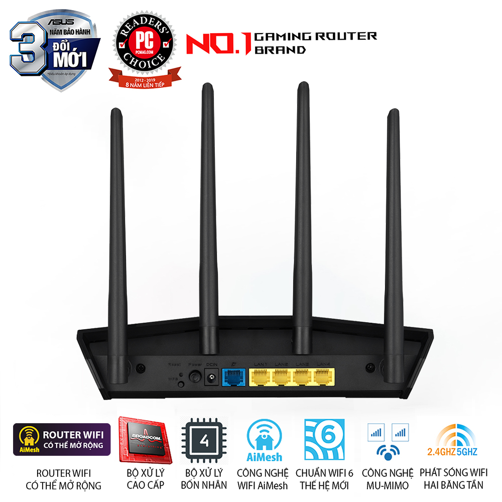 ASUS Router RT-AX57 (AX3000) WiFi 6 hai băng tần Aimesh