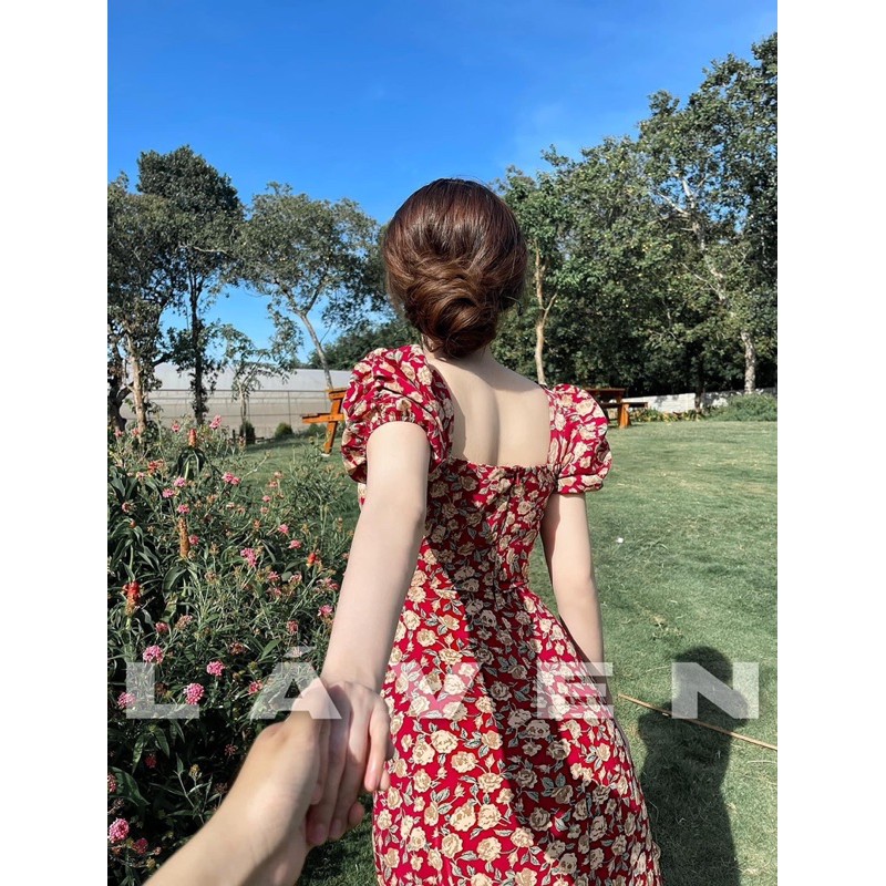 Váy hoa dáng dài 🌸 Đầm hoa tay bồng siêu xinh cho các nàng đi chơi | BigBuy360 - bigbuy360.vn