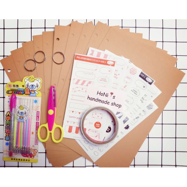 Combo nguyên liệu scrapbook màu kraft