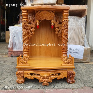 Bàn thờ thần tài ông địa gỗ gõ đỏ ngang 50x68
