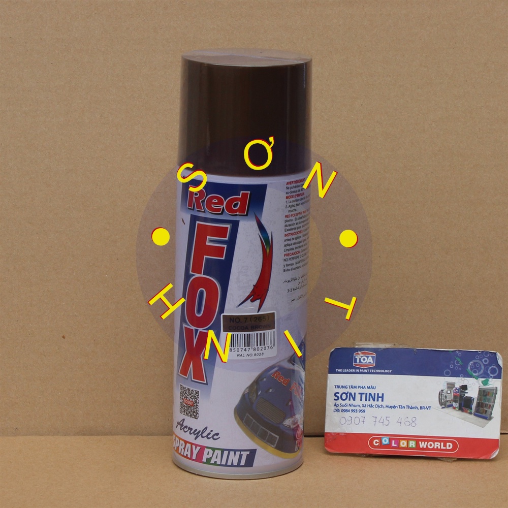 Sơn xịt RED FOX Thái Lan màu Nâu socola COCOA BROWN 265 (No. 07) - 1 chai