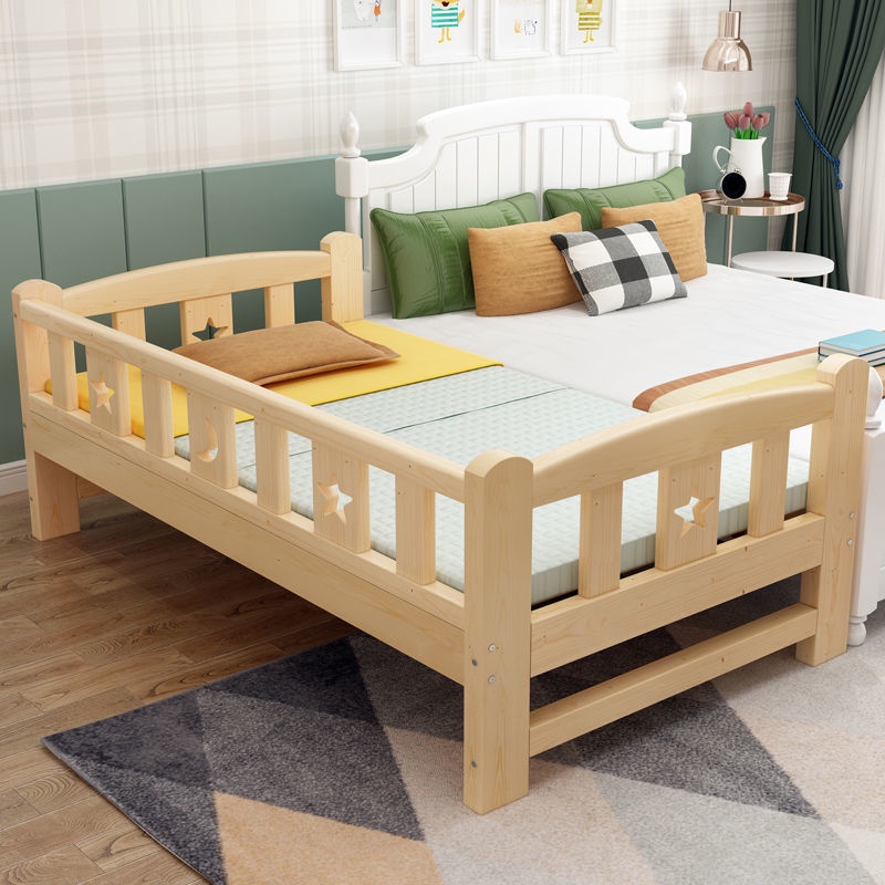 Giường cho bé size 128x60x40cm chất liệu gỗ thông tự nhiên, Giường ngủ cho bé ghép cạnh giường bố mẹ- Kara Kids