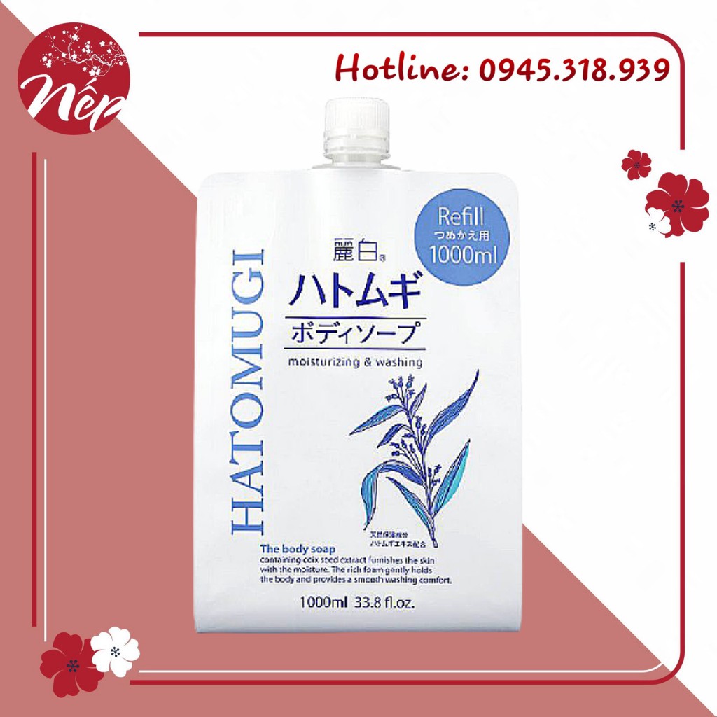 Sữa tắm hạt ý dĩ Hatomugi bịch Refill 1000ml nội địa Nhật