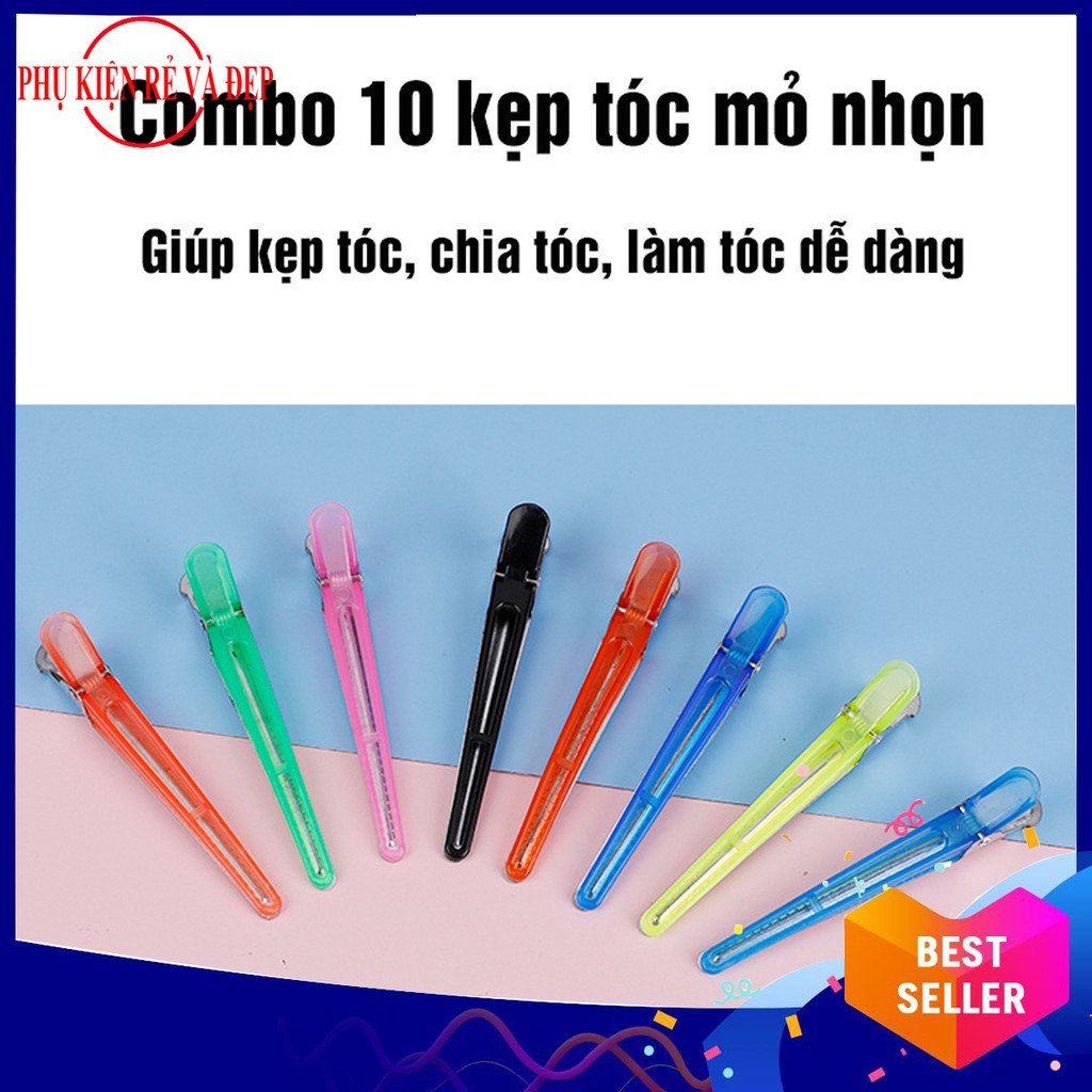 Combo 10 kẹp mỏ nhọn giúp kẹp tóc, chia tóc, làm tóc dễ dàng