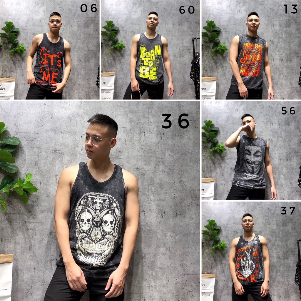 Áo ba lỗ gym tanktop sát nách 3 lỗ nam bigsize thể thao cotton cao cấp SNTL 64