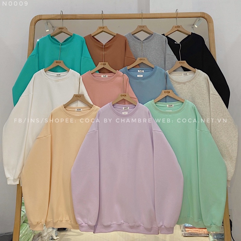 [N0009] Áo SWEATER nỉ bông trơn dày form rộng unisex 12 màu quốc dân (Có sẵn/ảnh thật)