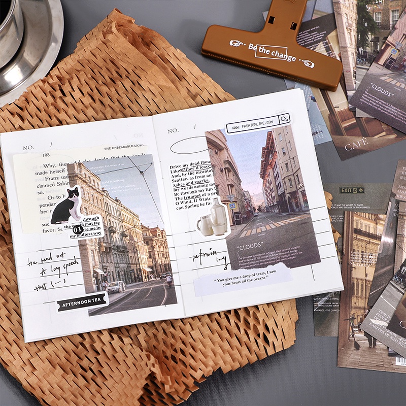 Mr. Paper 4 kiểu, 20 tờ / gói, giấy ghi chú phong cảnh, sóng biển, biển, cây cối đường phố, giấy tài khoản du lịch nhỏ tươi nguyên liệu, giấy nhắn trang trí DIY