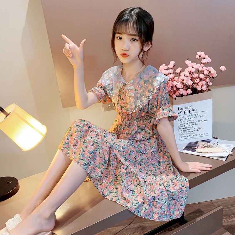 Đầm Hoa Ngắn Tay Thời Trang Mùa Hè Xinh Xắn Dành Cho Bé Gái 3-4 - 5-6 - 7-8 - 9-10 - 11-12 Tuổi
