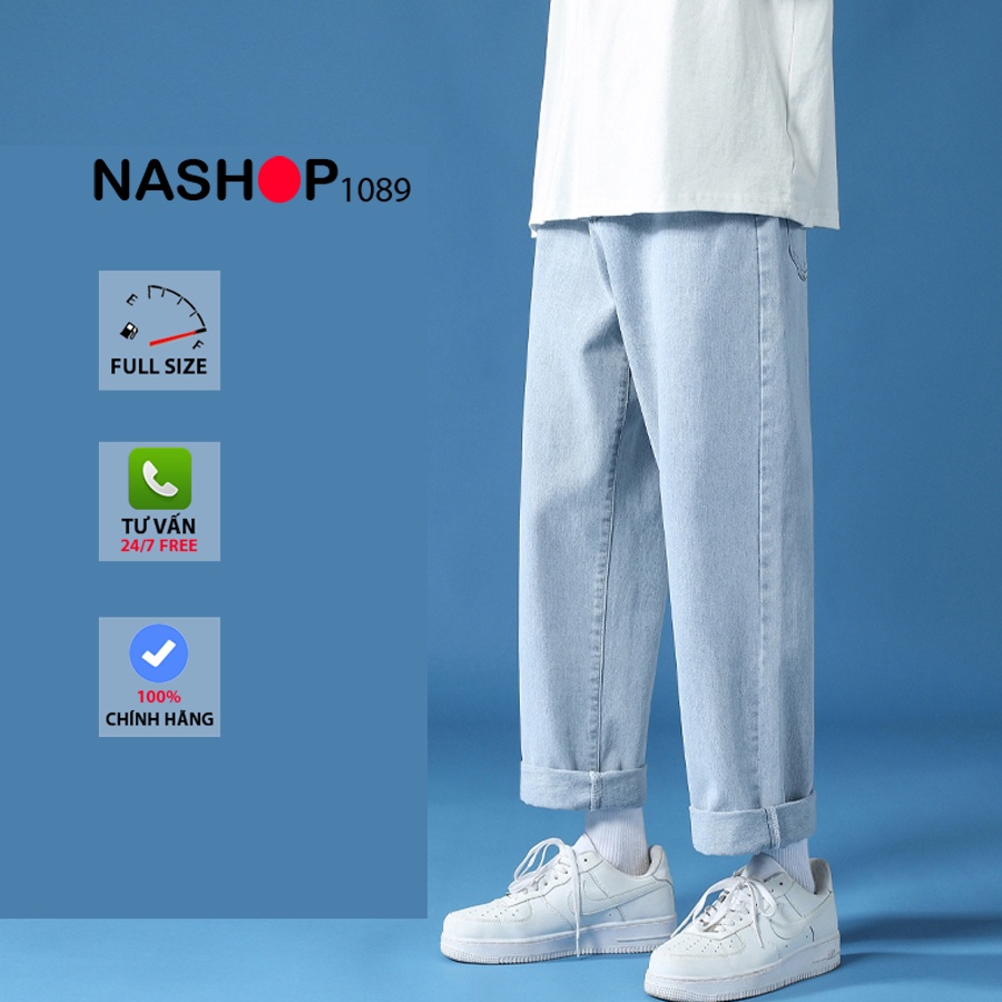 Quần jean bò baggy nam nữ ống suông rộng Unisex hàng Quảng Châu phong cách Hàn Quốc sành điệu style năm 2021 TS10 | BigBuy360 - bigbuy360.vn