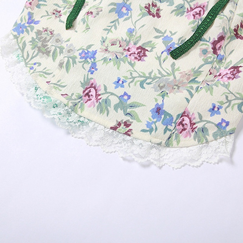 Áo Croptop Hai Dây Hở Lưng Họa Tiết Hoa Phong Cách Vintage Cho Nữ