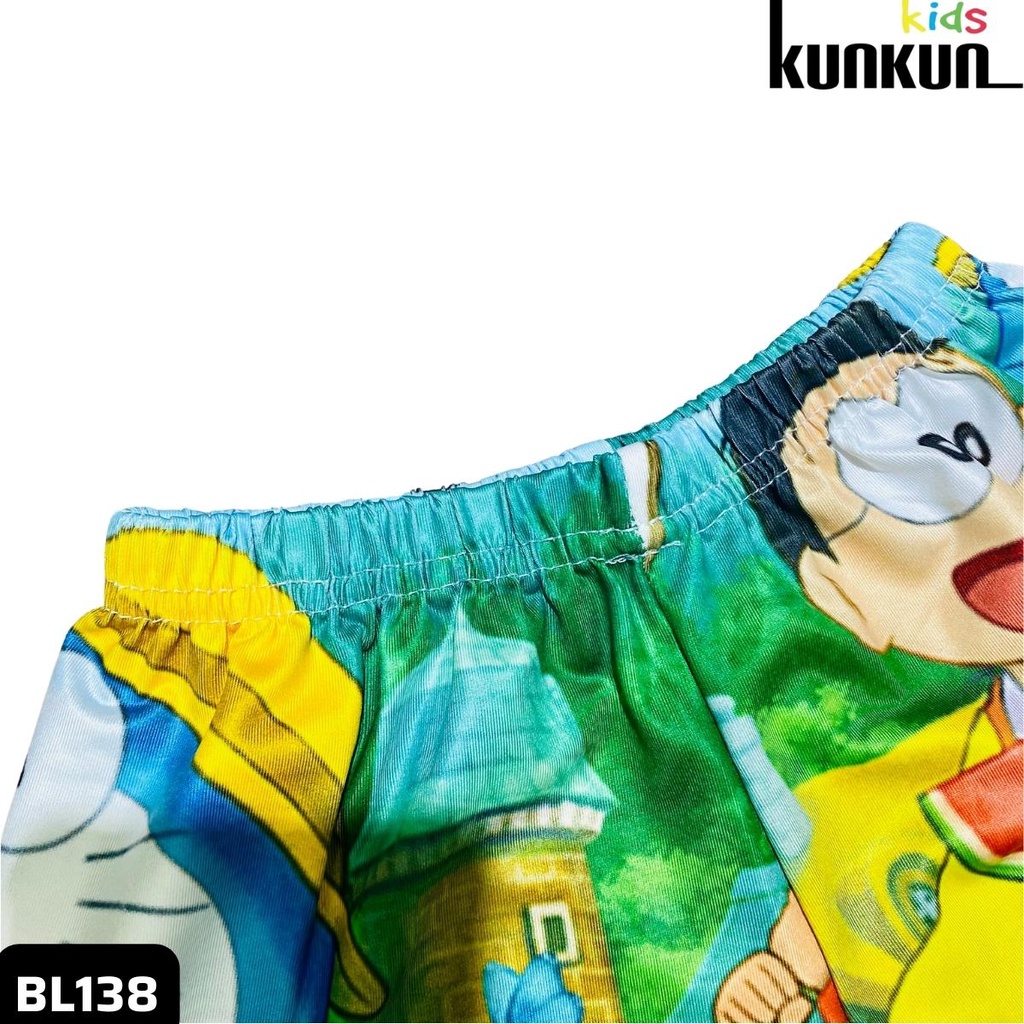 Quần áo trẻ em in 3D doraemon rừng xanh thun lạnh - Bộ ba lỗ bé trai size đại từ 10-60kg cao cấp Kunkun BL138