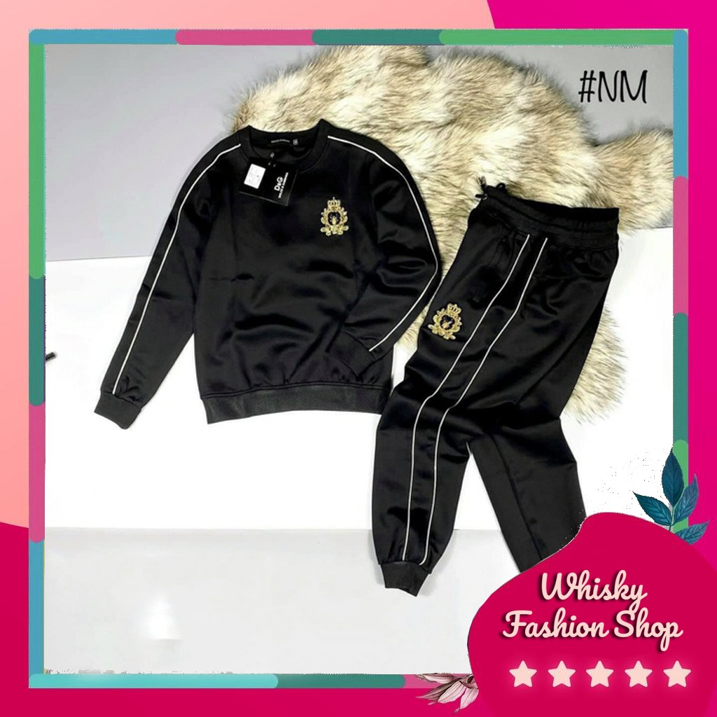 [ Kèm ảnh thật ] Bộ Nỉ Nam , bộ thể thao nam dài tay logo vương miện 2 rót