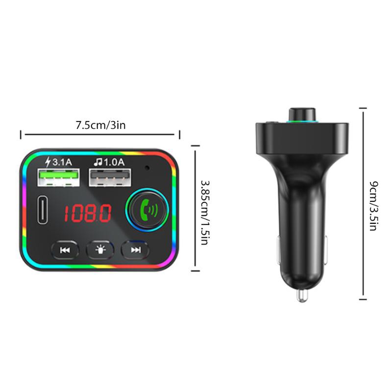 Bluetooth Car FM Transmitter MP3 Audio Player Wireless Audio Adapter USB Fast Charger  Handsfree