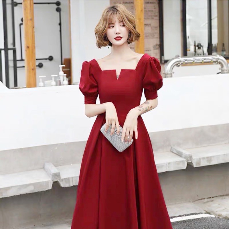 [Mã FATHANG5 giảm 10K đơn 50K] Đầm đỏ cổ khoá form dài (kèm hình thật) | BigBuy360 - bigbuy360.vn