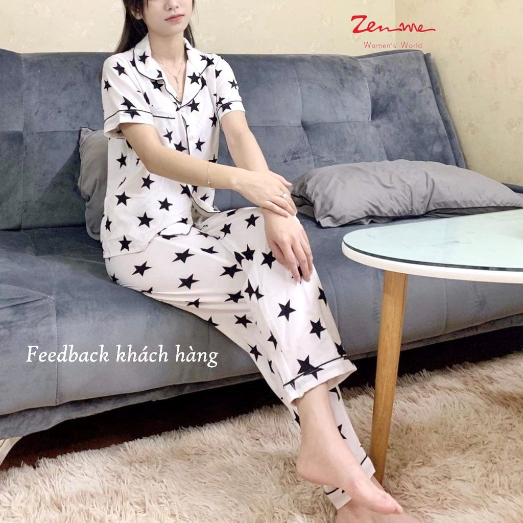 Đồ bộ pijama nữ Zen Me bộ mặc nhà tay cộc quần dài chất liệu Lụa giấy Luxury cao cấp - họa tiết trẻ trung hiện đại | BigBuy360 - bigbuy360.vn