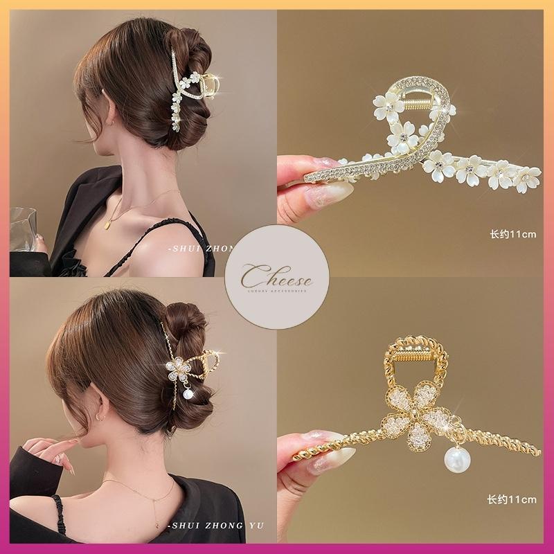 Kẹp Tóc Cá Mập/ Kẹp Càng Cua Cỡ Lớn Đính Ngọc Trai Nhiều Kiểu Sang Chảnh Phong Cách Vintage Hàn Quốc