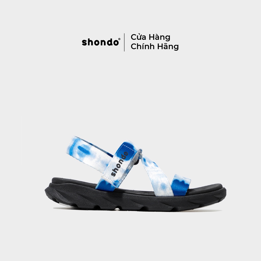 Giày Sandals Nam Nữ Unisex  Shondo F6 sport loang khói xanh dương F6S1031