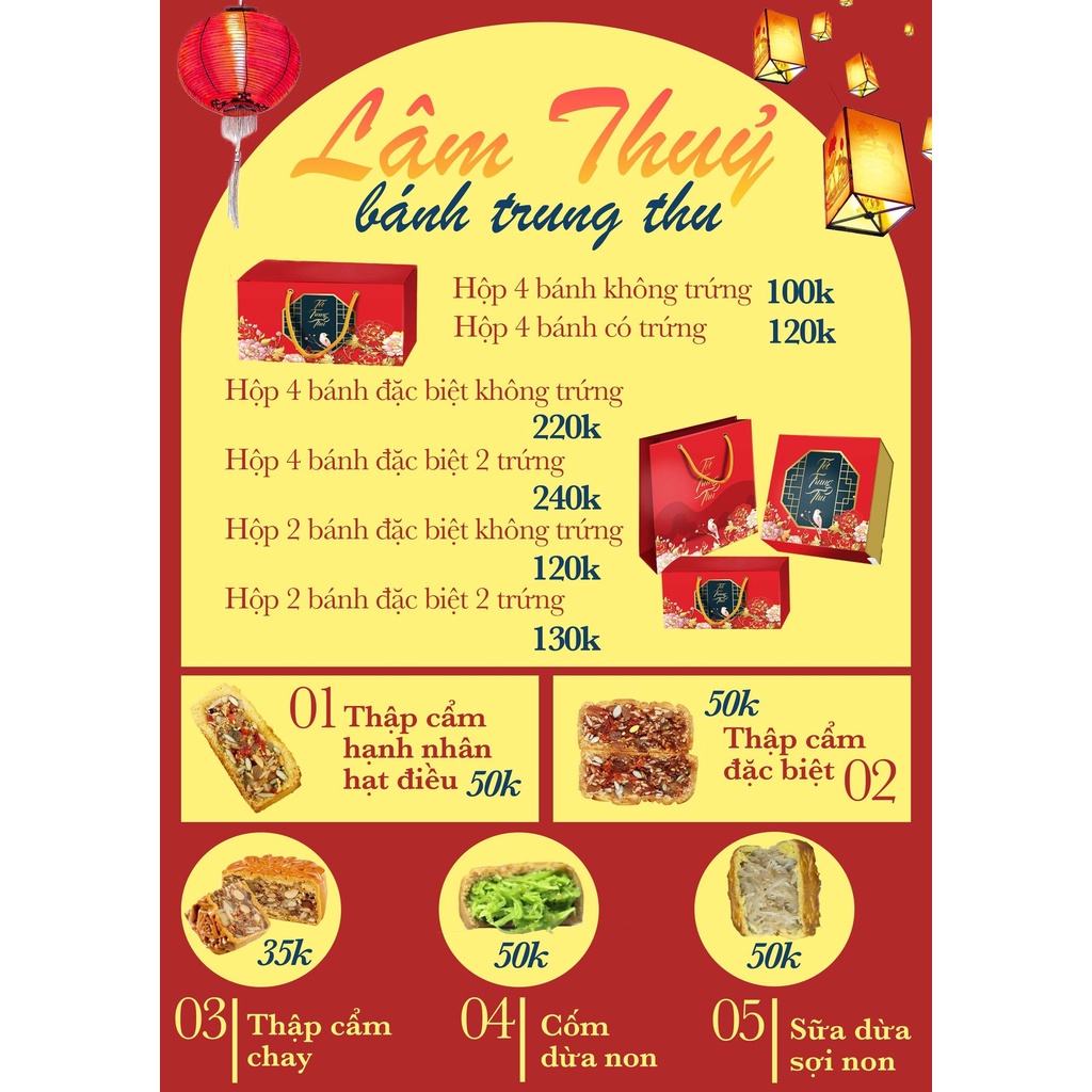 Bánh trung thu Lâm Thuỷ Thập cẩm hạnh nhân hạt điều 220g