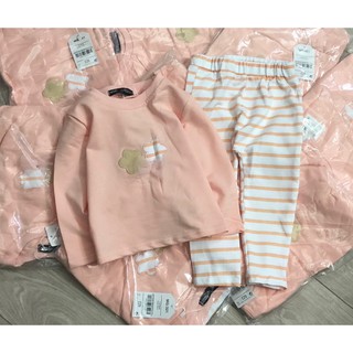 (7-20kg) Bộ nỉ bé gái ngôi sao màu cam đào